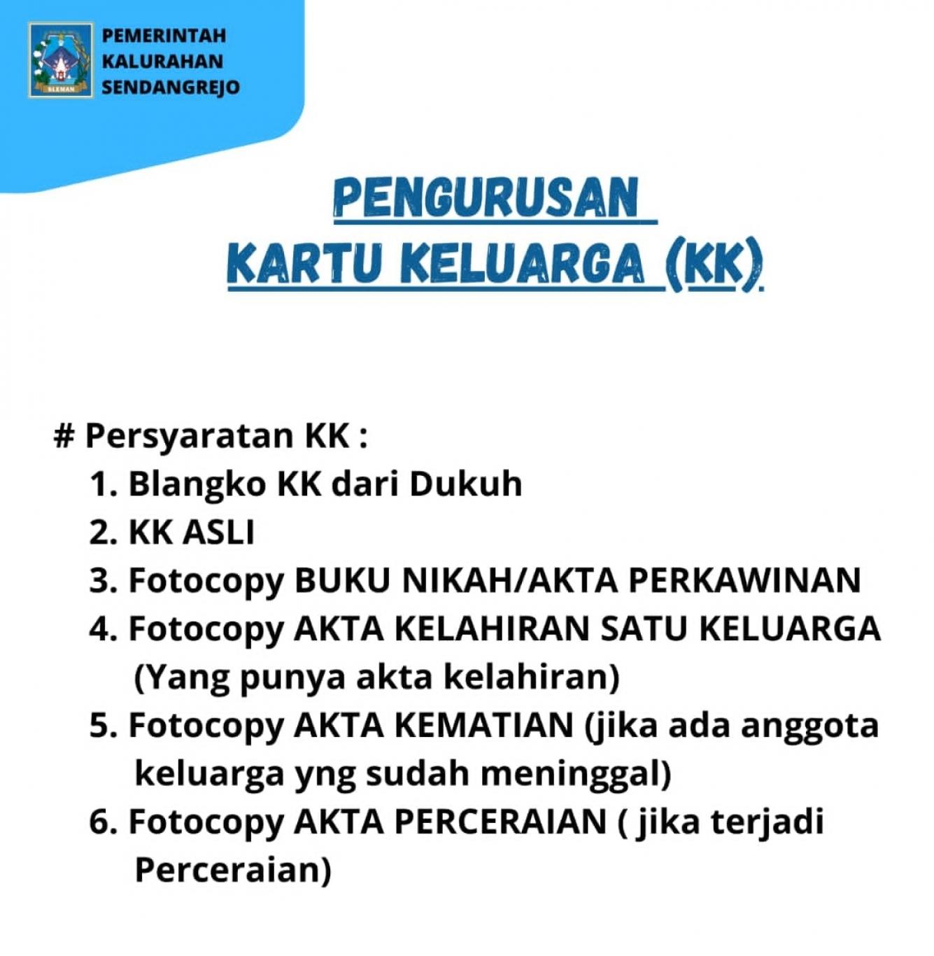 Persyaratan Pembuatan Kartu Keluarga (KK)