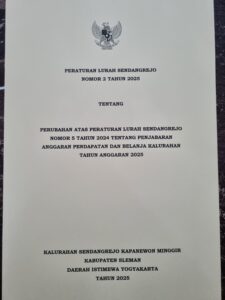 Perlur Sendangrejo Nomor 2 Tahun 2025 Tentang Perubahan Atas Perlur Sendangrejo Nomor 5 Tahun 2024 Tentang Penjabaran APBKal Tahun Anggaran 2025
