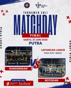 Pertandingan Terakhir/Kedelapanbelas Final Volly Putra dan Perebutan Juara 3 Volly Putri Piala Lurah Sendangrejo Tahun 2026