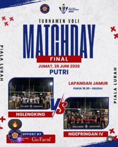 Pertandingan Ketujuhbelas Final Volly Putri dan Perebutan Juara 3 Volly Putra Piala Lurah Sendangrejo Tahun 2026